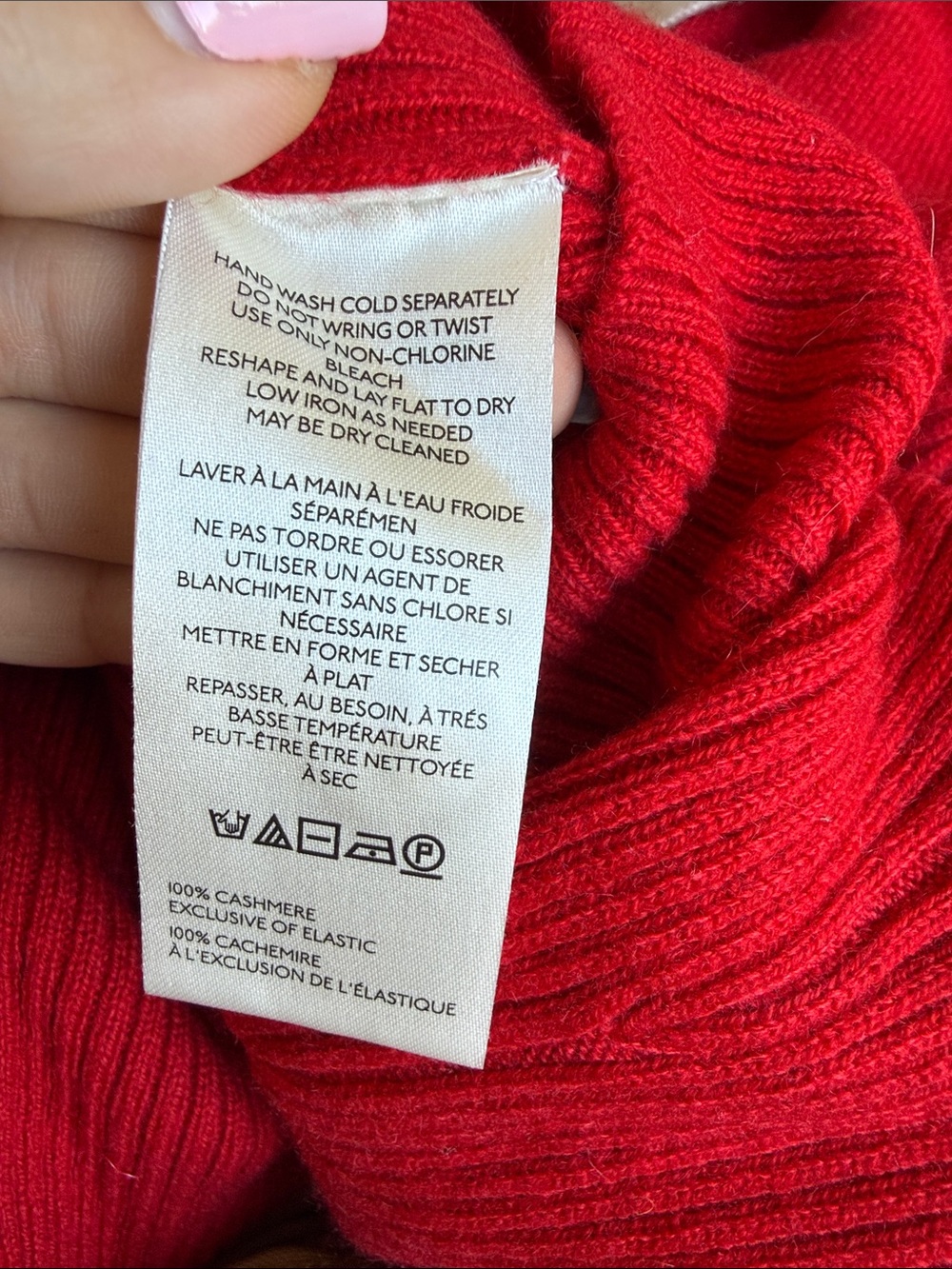 Free People Red Cashmere Sweater with Cream Trim - Picture 7 of 7